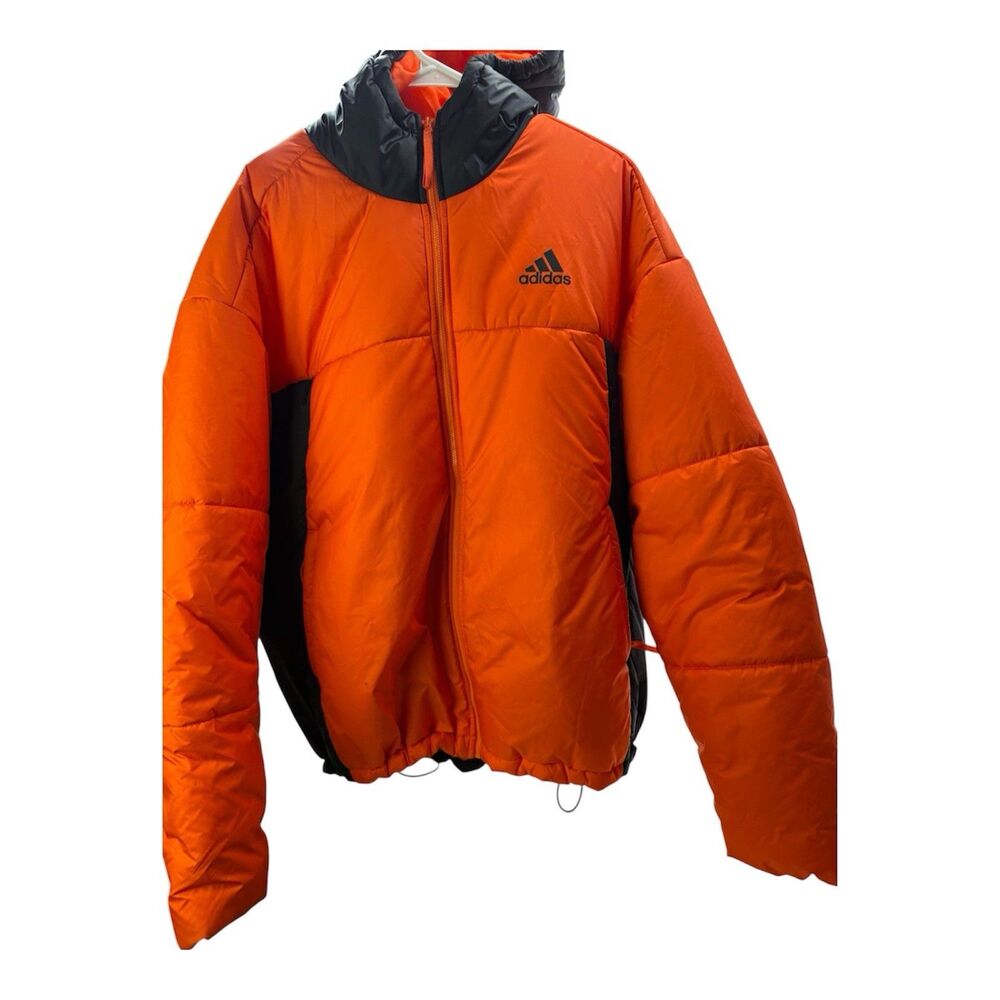 NWT Adidas 3-Stripes BSC 3S Puffy Hooded Jacket Orange Size XL  HG4885